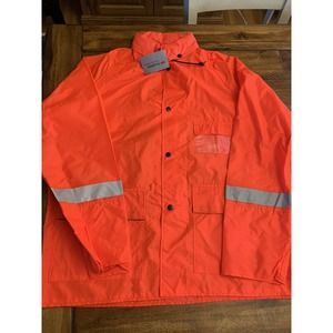 3M Scotchlite Blaze Orange Reflective Safety Rain Jacket Mens XL NEW W TAGS